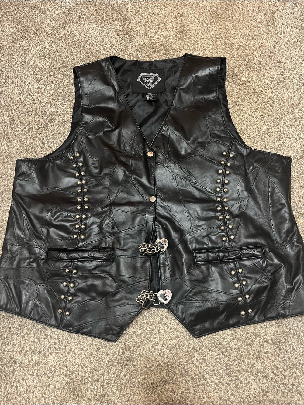 Diamond Supply Co. Black Leather Vest with Branded Interior Patch